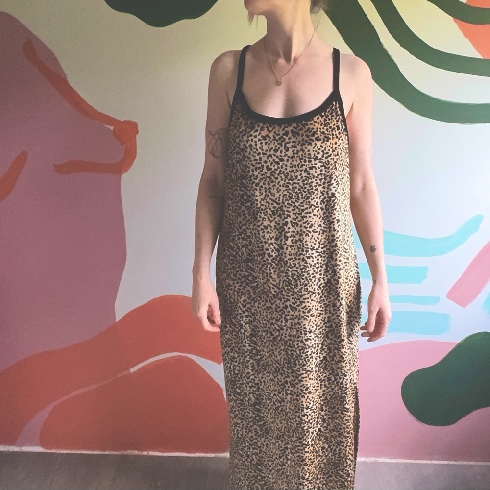 🐆Vintage Leopard Print Maxi Dress
